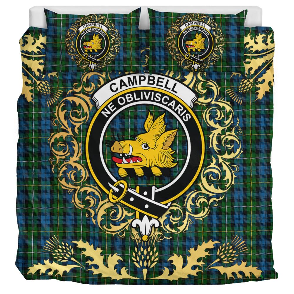 Campbell of Argyll 02 Tartan Crest Bedding Set - Golden Thistle Style