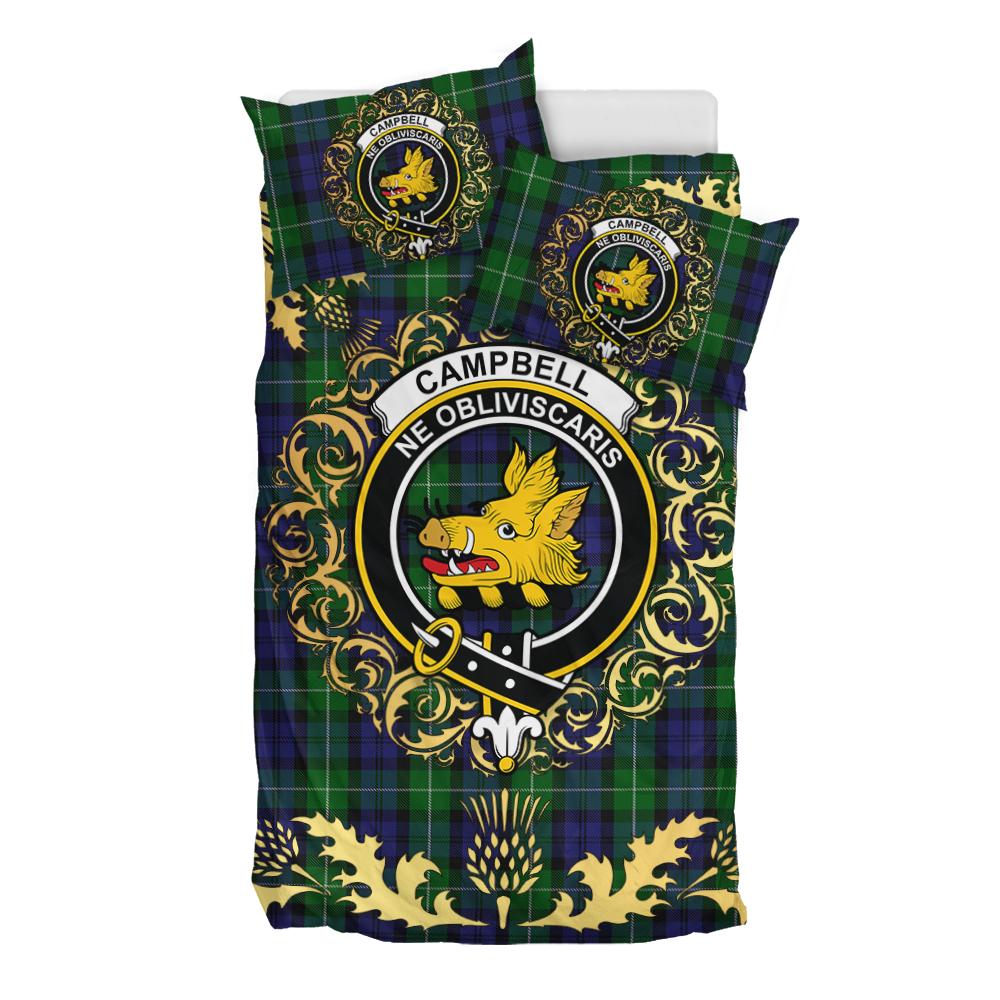 Campbell of Argyll 03 Tartan Crest Bedding Set - Golden Thistle Style