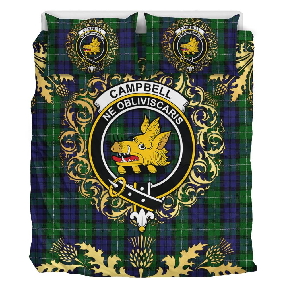 Campbell of Argyll 03 Tartan Crest Bedding Set - Golden Thistle Style