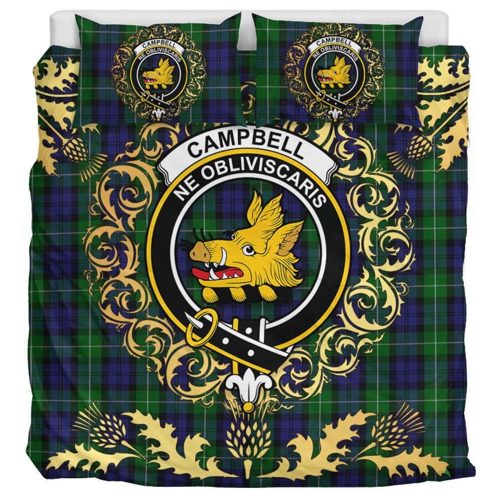 Campbell of Argyll 03 Tartan Crest Bedding Set - Golden Thistle Style
