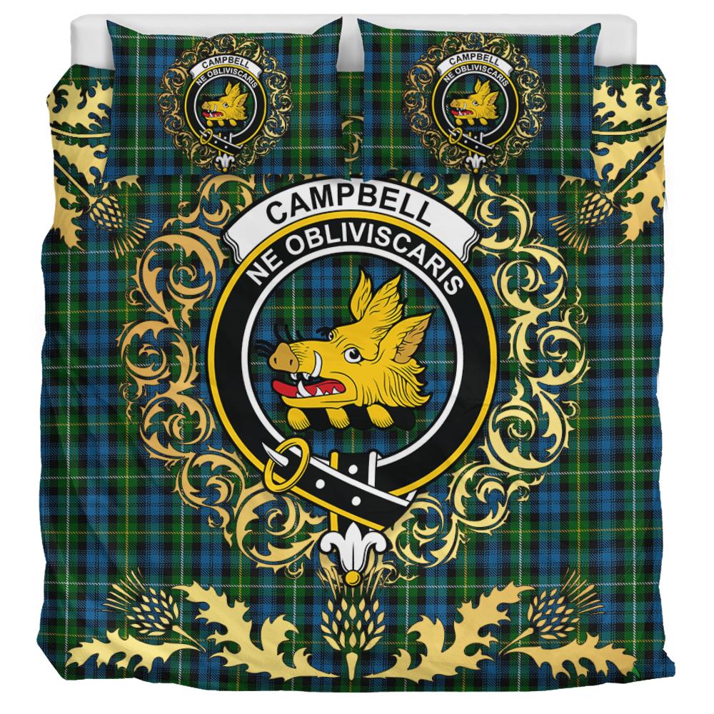 Campbell of Argyll (no guards) Tartan Crest Bedding Set - Golden Thistle Style