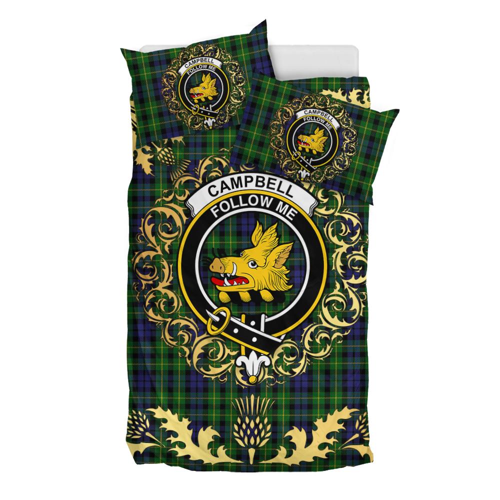 Campbell of Breadalbane Tartan Crest Bedding Set - Golden Thistle Style