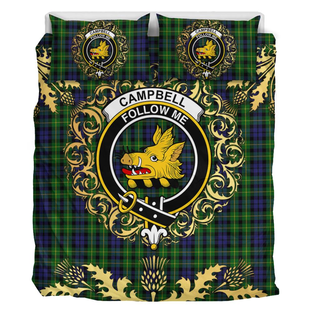 Campbell of Breadalbane Tartan Crest Bedding Set - Golden Thistle Style