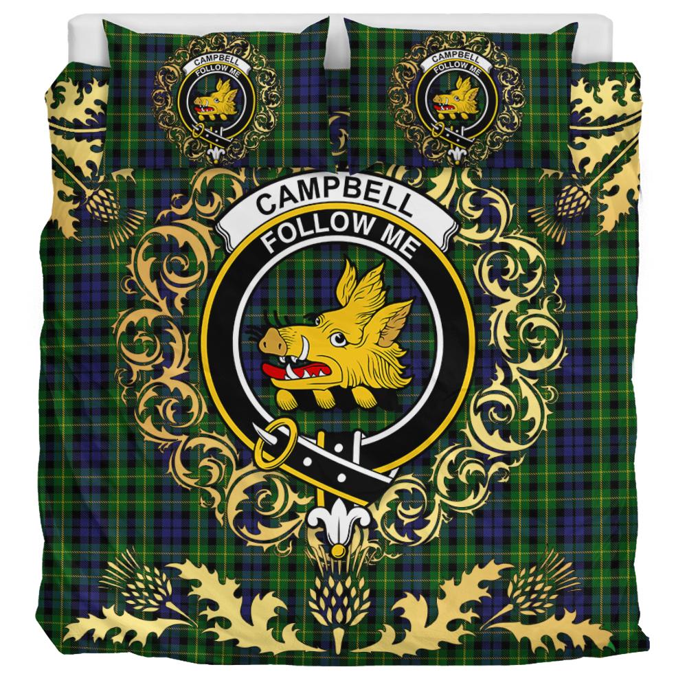 Campbell of Breadalbane Tartan Crest Bedding Set - Golden Thistle Style