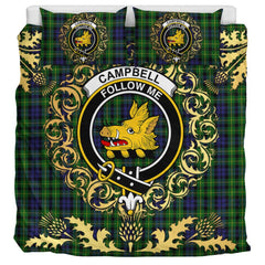 Campbell of Breadalbane Tartan Crest Bedding Set - Golden Thistle Style