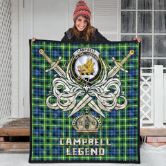 Campbell of Breadalbane Ancient Tartan Crest Legend Gold Royal Premium Quilt