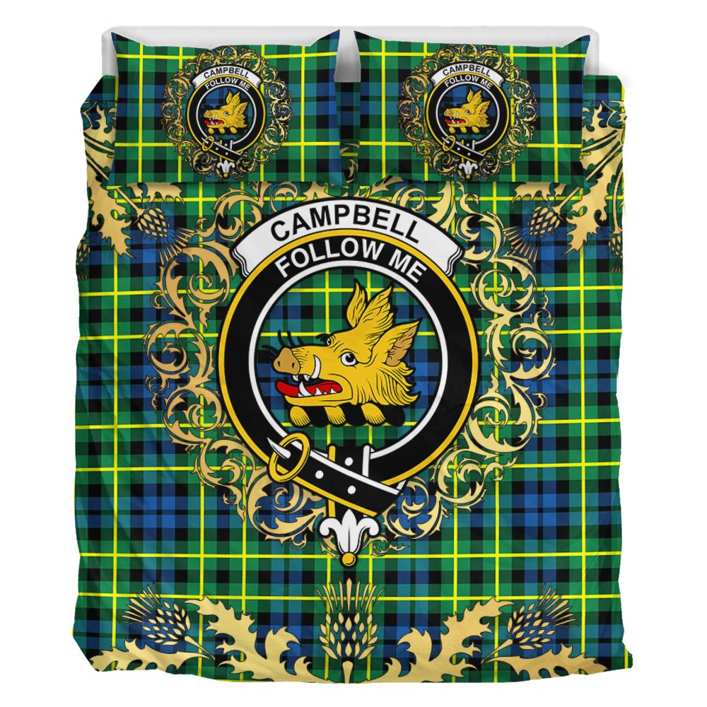 Campbell of Breadalbane Ancient Tartan Crest Bedding Set - Golden Thistle Style