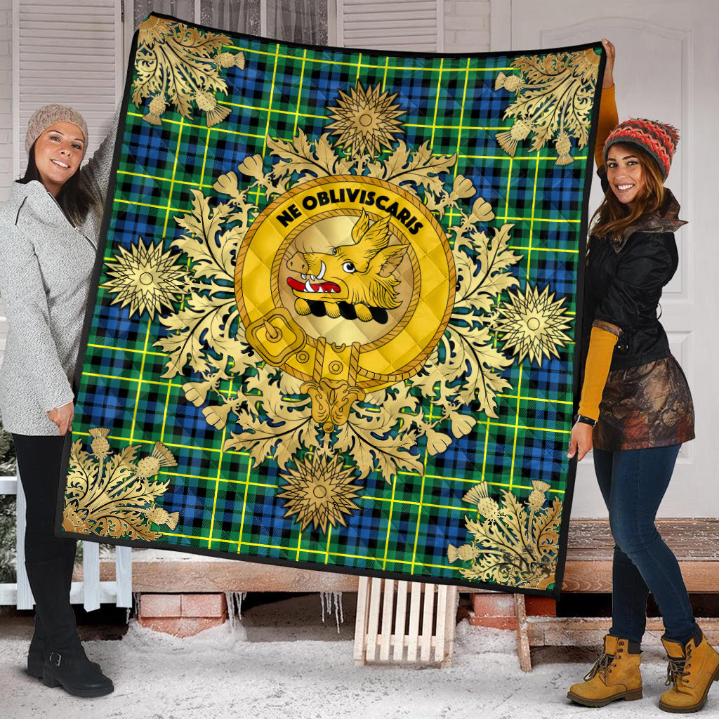 Campbell of Breadalbane Ancient Tartan Crest Premium Quilt - Gold Thistle Style