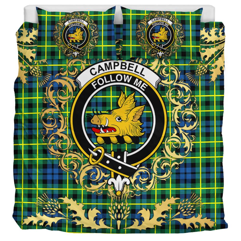 Campbell of Breadalbane Ancient Tartan Crest Bedding Set - Golden Thistle Style