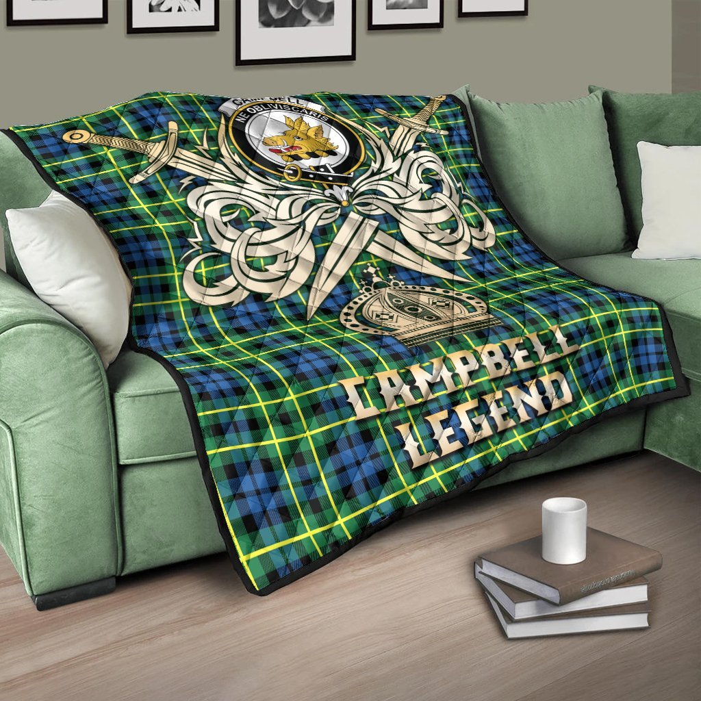 Campbell of Breadalbane Ancient Tartan Crest Legend Gold Royal Premium Quilt