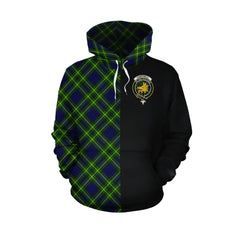 Campbell of Breadalbane Modern Tartan Hoodie Half of Me - Cross Style