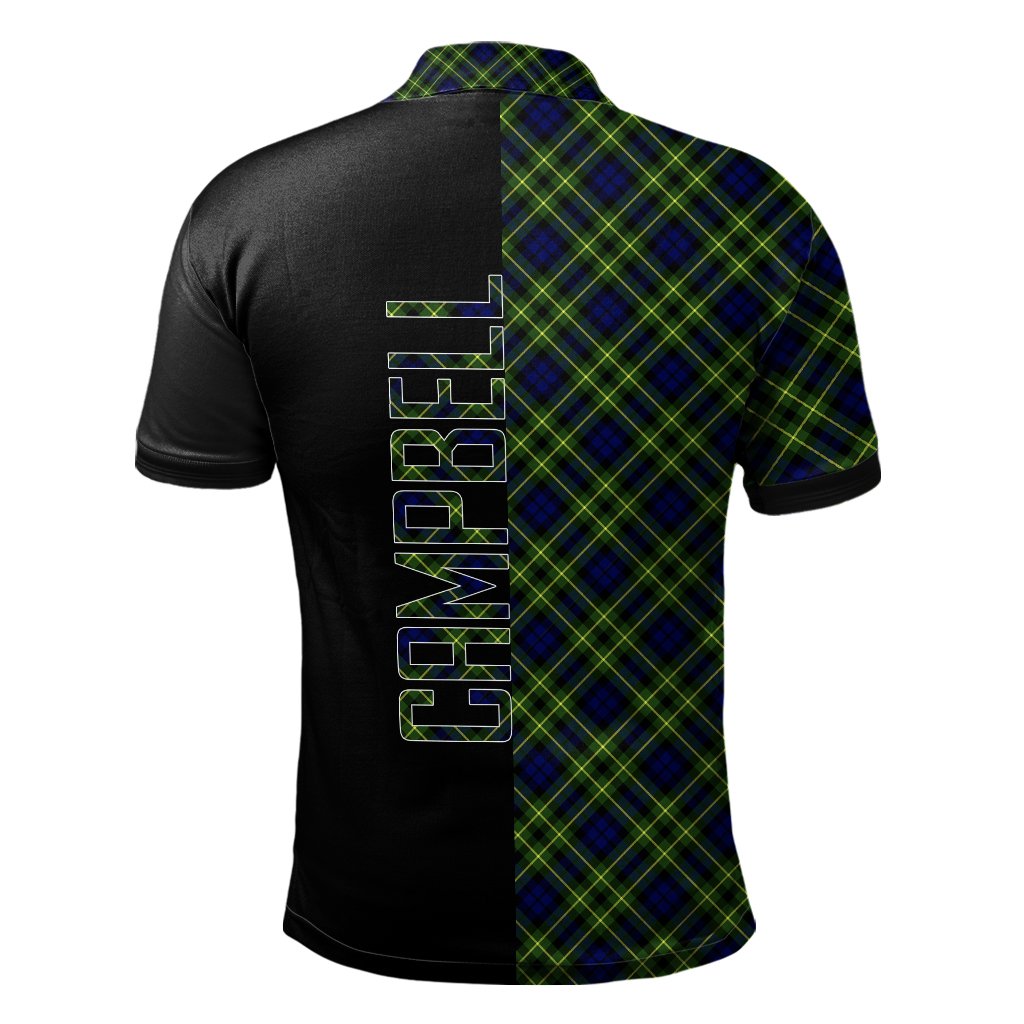 Campbell of Breadalbane Modern Tartan Polo Shirt Half of Me - Cross Style