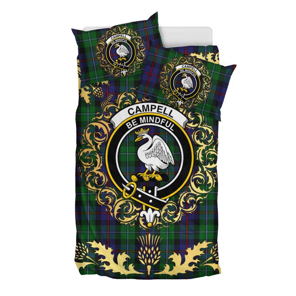 Campbell of Cawdor Tartan Crest Bedding Set - Golden Thistle Style