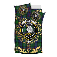 Campbell of Cawdor Tartan Crest Bedding Set - Golden Thistle Style