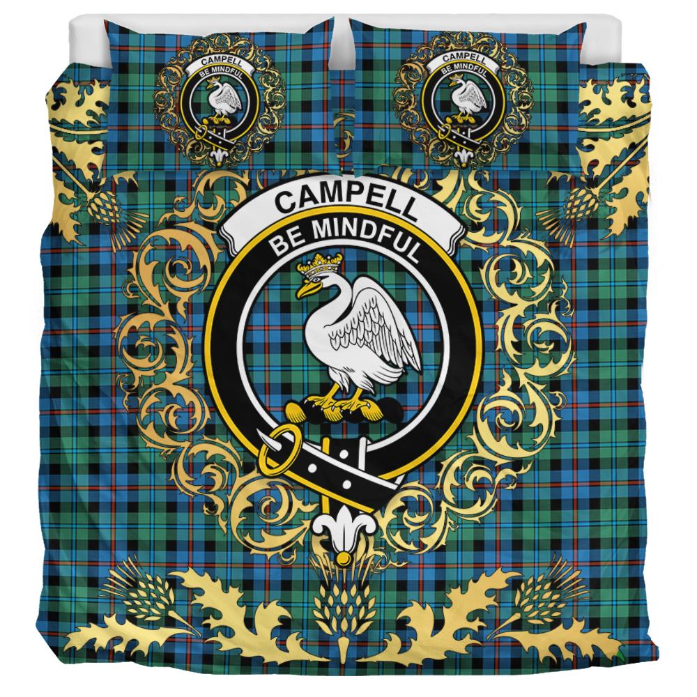 Campbell of Cawdor Ancient Tartan Crest Bedding Set - Golden Thistle Style
