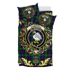 Campbell of Cawdor Modern Tartan Crest Bedding Set - Golden Thistle Style
