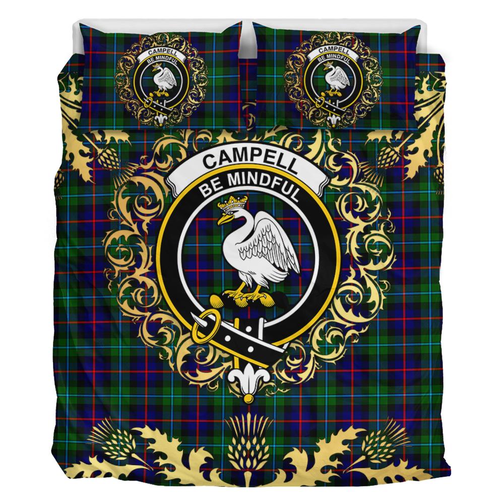 Campbell of Cawdor Modern Tartan Crest Bedding Set - Golden Thistle Style