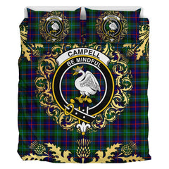 Campbell of Cawdor Modern Tartan Crest Bedding Set - Golden Thistle Style