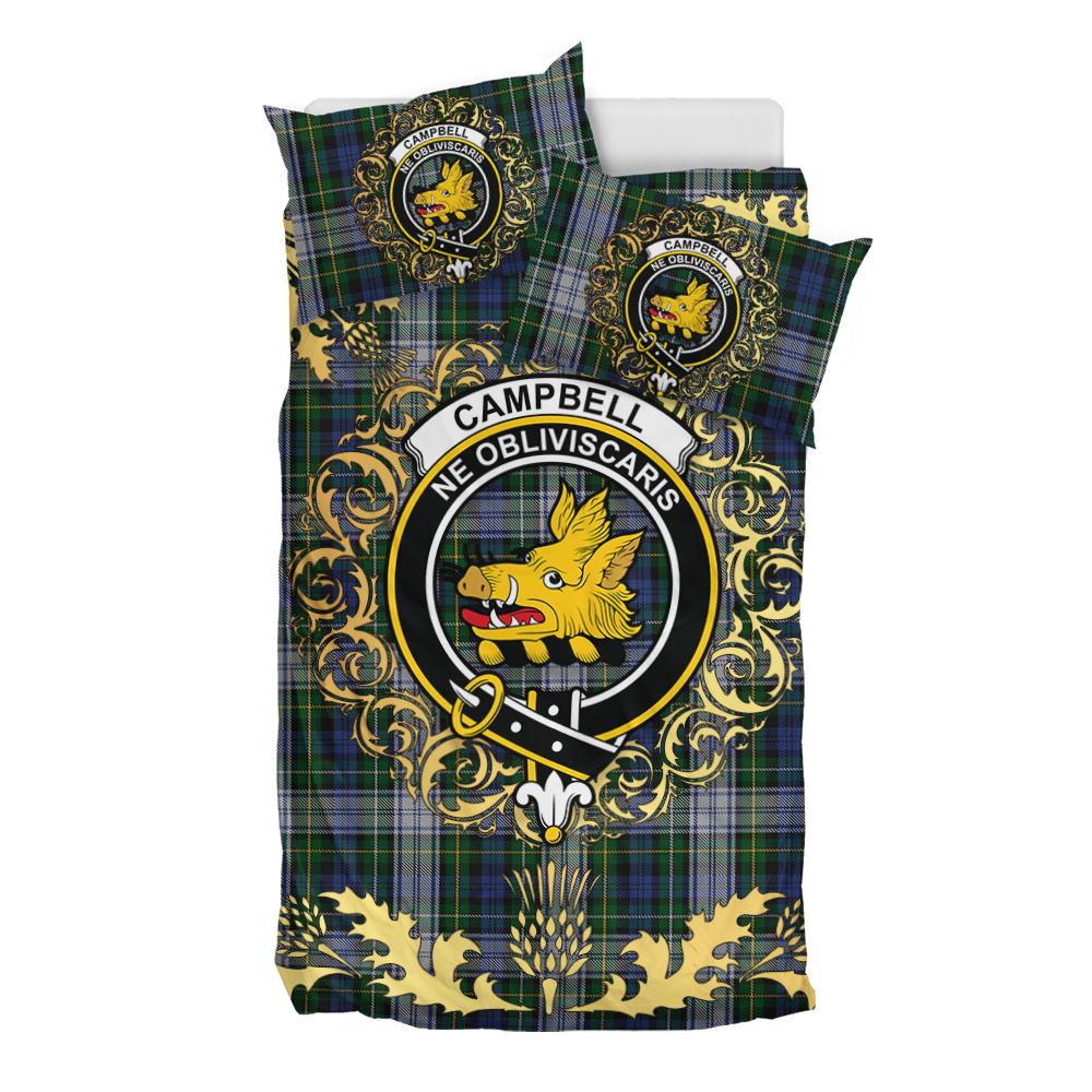 Campbell of Lochnell Dress Tartan Crest Bedding Set - Golden Thistle Style