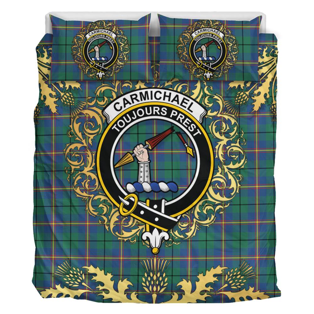 Carmichael Ancient Tartan Crest Bedding Set - Golden Thistle Style