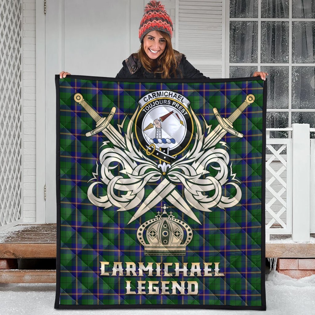 Carmichael Modern Tartan Crest Legend Gold Royal Premium Quilt