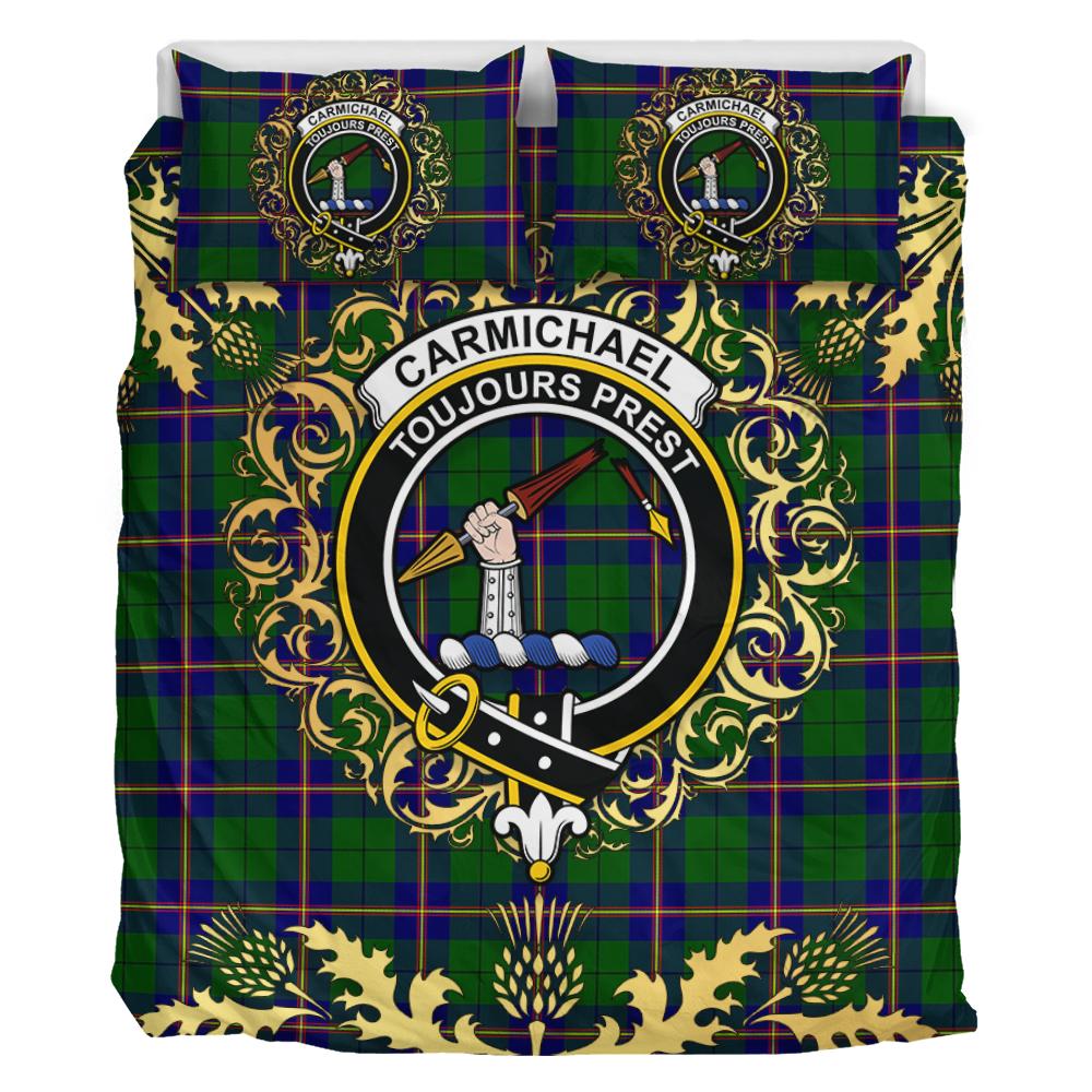 Carmichael Modern Tartan Crest Bedding Set - Golden Thistle Style