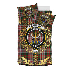 Carnegie Dress Tartan Crest Bedding Set - Golden Thistle Style