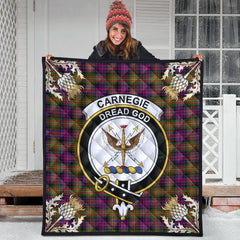 Carnegie Modern Tartan Crest Premium Quilt - Gold Thistle Style