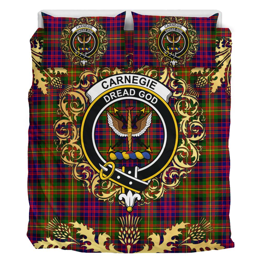 Carnegie Modern Tartan Crest Bedding Set - Golden Thistle Style