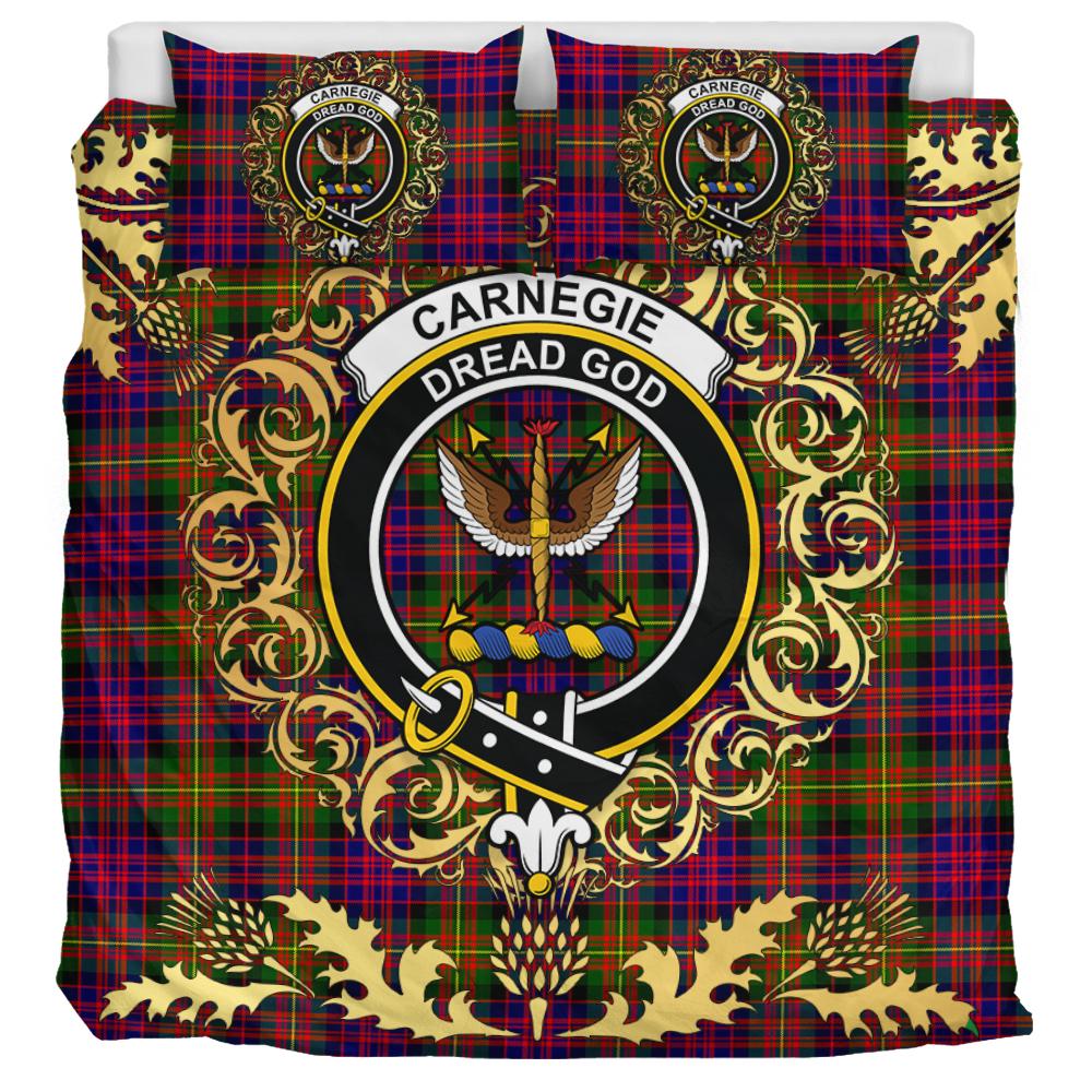 Carnegie Modern Tartan Crest Bedding Set - Golden Thistle Style
