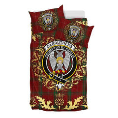 Carruthers Tartan Crest Bedding Set - Golden Thistle Style
