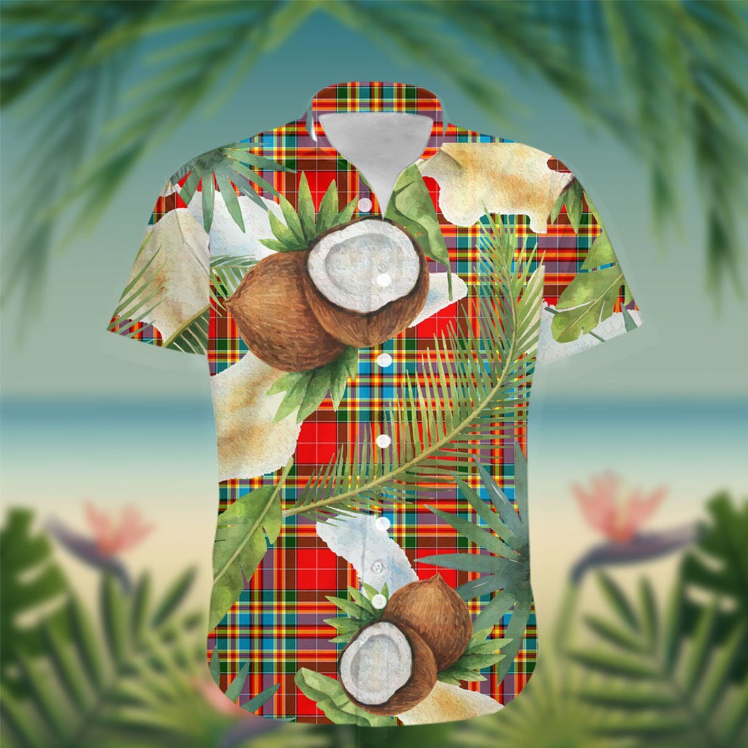 Chattan Tartan Hawaiian Shirt Hibiscus, Coconut, Parrot, Pineapple - Tropical Garden Shirt