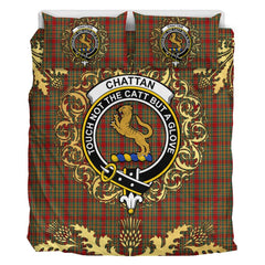 Chattan 02 Tartan Crest Bedding Set - Golden Thistle Style