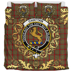 Chattan 02 Tartan Crest Bedding Set - Golden Thistle Style