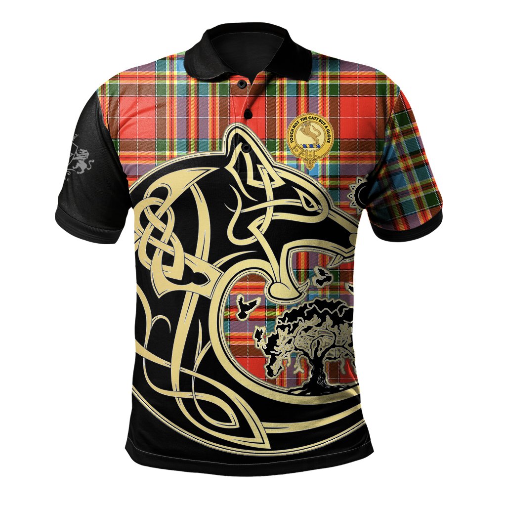 Chattan Tartan Polo Shirt Viking Wolf