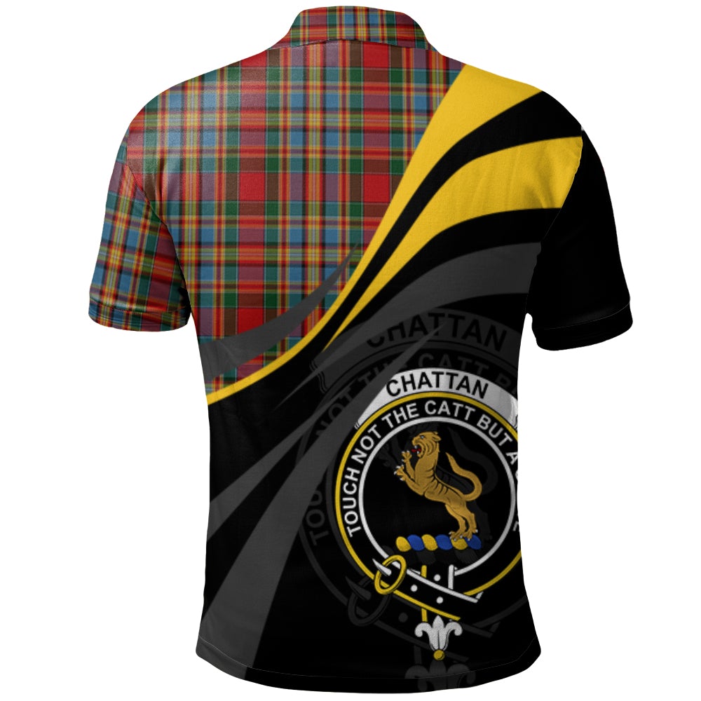 Chattan (Brown stripe) Tartan Polo Shirt - Royal Coat Of Arms Style