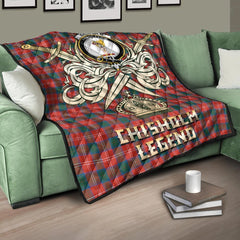 Chisholm Ancient Tartan Crest Legend Gold Royal Premium Quilt
