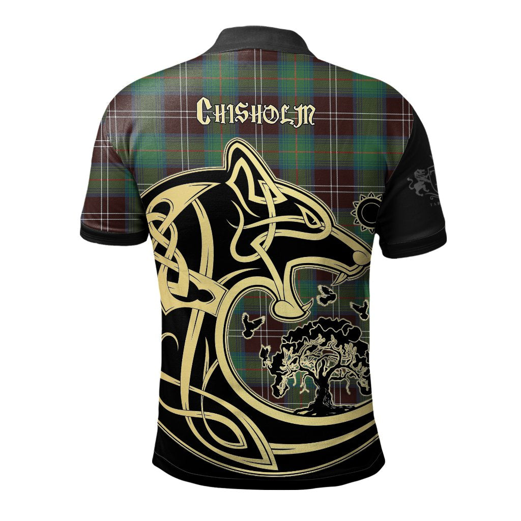 Chisholm Hunting Ancient Tartan Polo Shirt Viking Wolf