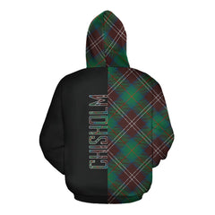 Chisholm Hunting Ancient Tartan Hoodie Half of Me - Cross Style