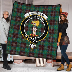 Chisholm Hunting Ancient Tartan Crest Quilt
