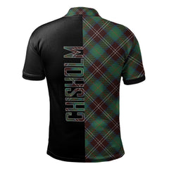 Chisholm Hunting Ancient Tartan Polo Shirt Half of Me - Cross Style