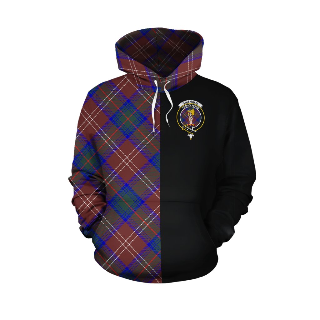 Chisholm Hunting Modern Tartan Hoodie Half of Me - Cross Style