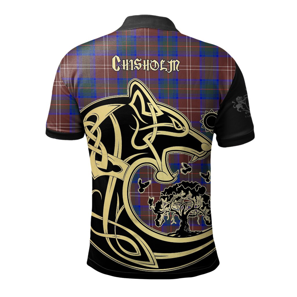 Chisholm Hunting Modern Tartan Polo Shirt Viking Wolf