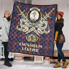 Chisholm Hunting Modern Tartan Crest Legend Gold Royal Premium Quilt