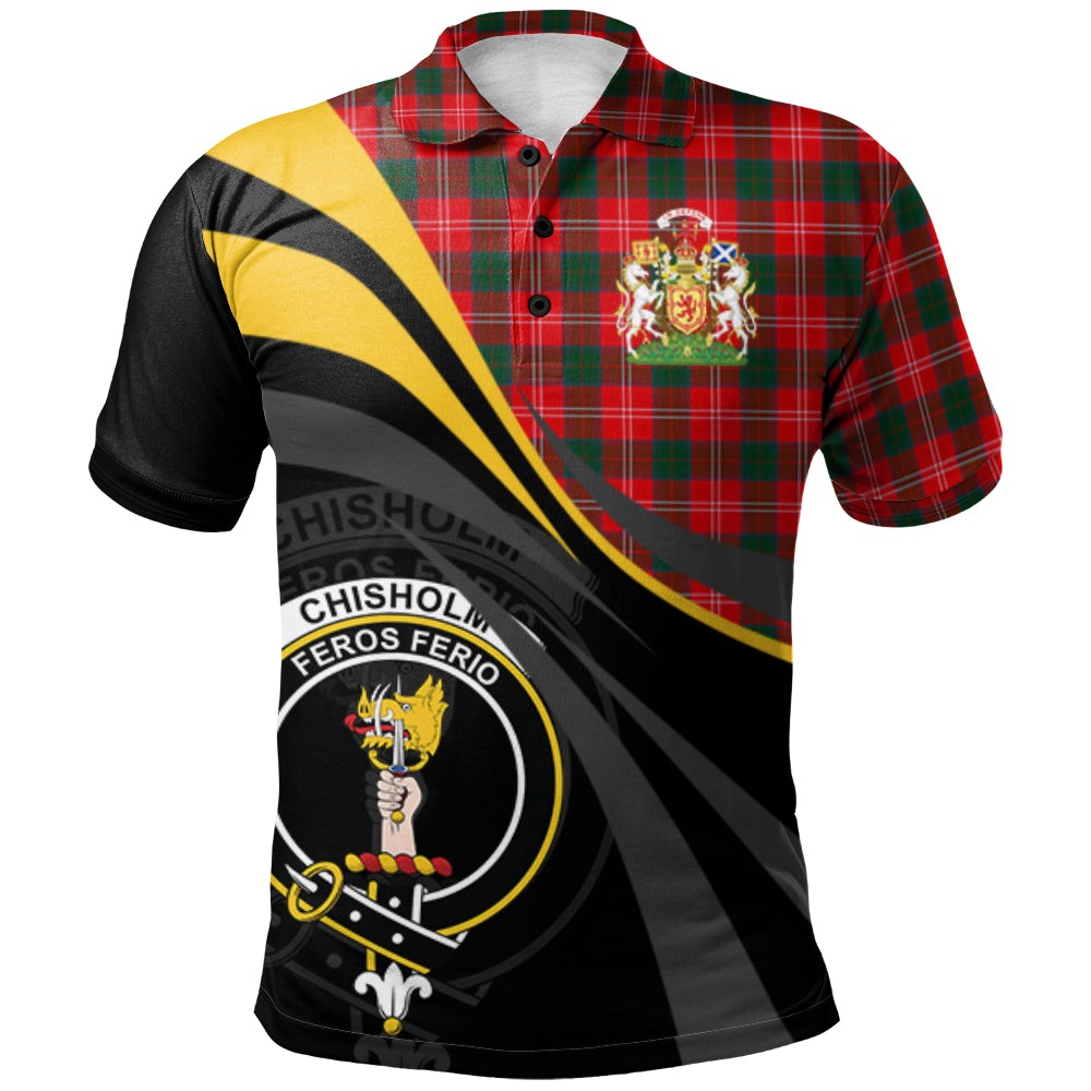 Chisholm Modern Tartan Polo Shirt - Royal Coat Of Arms Style