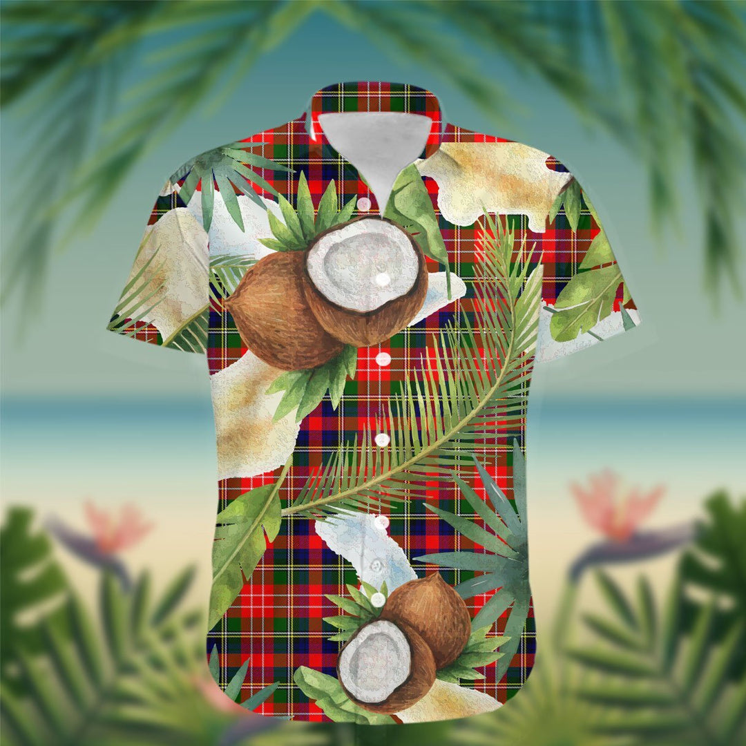 Christie Tartan Hawaiian Shirt Hibiscus, Coconut, Parrot, Pineapple - Tropical Garden Shirt