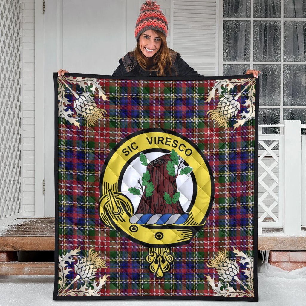 Christie Tartan Crest Premium Quilt - Gold Thistle Style