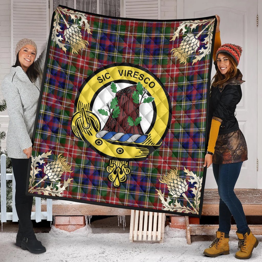 Christie Tartan Crest Premium Quilt - Gold Thistle Style