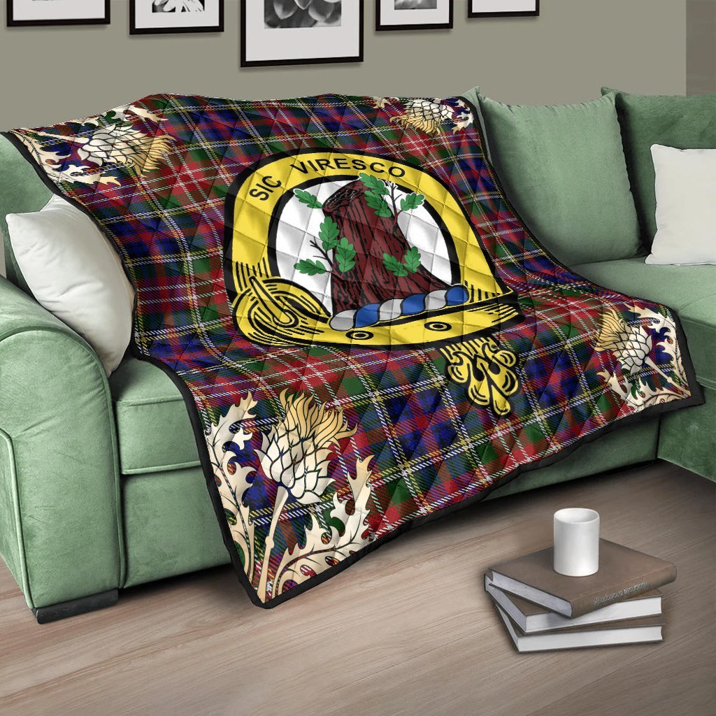 Christie Tartan Crest Premium Quilt - Gold Thistle Style