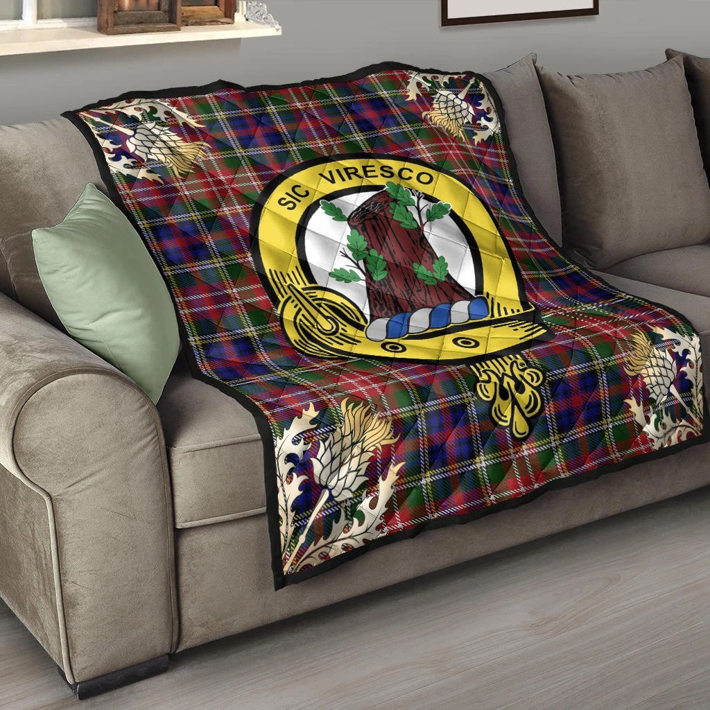 Christie Tartan Crest Premium Quilt - Gold Thistle Style